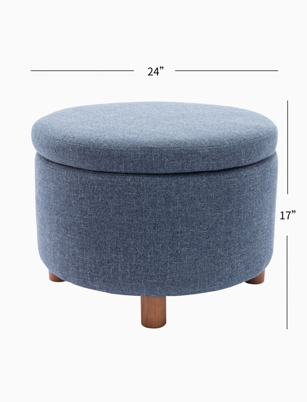 Blue round store storage ottoman